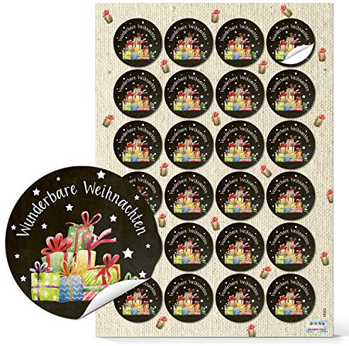 Logbuch-Verlag 24 Text Weihnachten Aufkleber für Geschenke mit Frohes Fest rund 4 cm