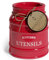 Barnyard Designs Porte-ustensiles en céramique pour comptoir de cuisine, décoration de comptoir rustique, organisateur de campagne française pour ustensiles de cuisine, rouge, 15 x 17 cm