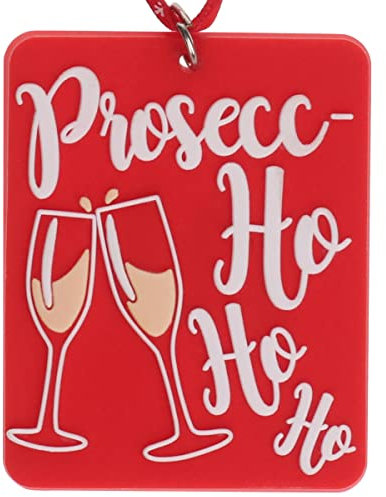 Prosecc Ho Ho Ho Prosecco Wine Fun Hanging Christmas Tree Decoration Silicone Ornament Novelty Bauble - Stocking Filler - Secret Santa - Colourful Multicoloured - Small Gift - Funny