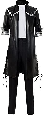 Jiumaocleu Anime My Hero Academia Dabi Cosplay Kostüm Lederjacke Mantel Herren Outfit Halloween Cosplay Verkleidung Geschenk für Ainme Fans