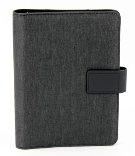 Stop Ocean Plastic 15300 Systemplaner A5 RPET LOMBOK, Schreibmappe aus recyceltem PET, Kalender, Planer, 6-sprachig, Magnetverschluss, Stiftschlaufen, Visitenkartenfächer, ca. 18 x 24 x 3,5 cm, grau