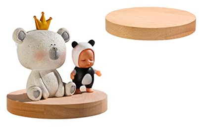 Z metnal Kleine Holzregale, Mini-Buche, schwebendes, kreisförmiges Regal für Sammelfiguren, Dekoration, rundes Eck-Wandregal, Wandmontage, Durchmesser 200 mm, 2 Stück