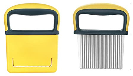 FUYTERY Crinkle Cutter Acier Inoxydable Serrator Wave Loup Dent Frites Couteau À Découper (jaune)