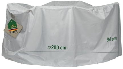 Mehr Garten Premium Protect Abdeckung Sitzgruppe rund, Ø200x94 cm, hellgrau, atmungsaktives 2-lagiges Polyestergewebe, Gartenmöbel Abdeckung wasserdicht und UV-beständig