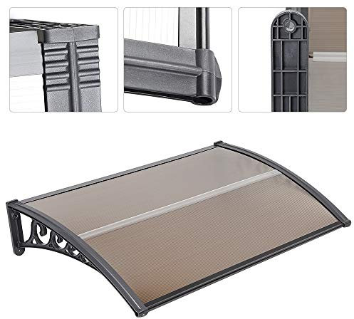 Auvent de Porte d'entrée, Auvent Marquise de Porte, Design voûté Panneau Solide Ultra résistant 3 mm d'épaisseur-80 * 120 cm-Marron