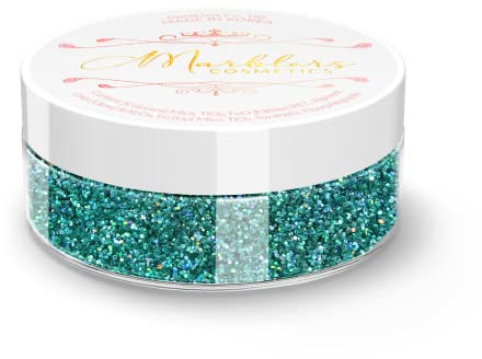 MARBLERS Cosmetic Grade Fine Holographic Glitter [Holo Teal] 0.18oz (5g) | Non-Toxic | Vegan | Cruelty-Free | Eyeshadow, Nail Polish, Nail Art | Festival, Rave & Party Makeup | Body & Face
