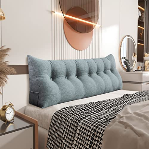Johnear Rückenkissen Keilkissen Bett Lesekissen,Rückenlehne Kissen für Sofa Lendenkissen Bettkopfteil, Großes Dreieckige Bettkeil Bücherkissen Stützkissen (Grau,200cm)