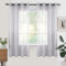 Woaboy Voile Gardinen Kurz Vorhänge Transparent Wohnzimmer mit Ösen Stores Gardinen Schlafzimmer Ösenvorhang Scheibengardine Schlaufengardinen Modern 2er Set 140x145 cm (B x H) Grau