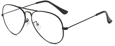 Junsika Blaulichtfilter Brille Klassischer Pilotenbrille Metallrahmen Ohne Sehstärke Pc Gaming Anti Bluelight Brille Unisex