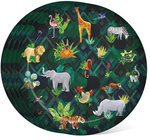 Puckator RPLAT03 Animal Kingdom Set of 4 Recycled Plastic Bottles RPET Reusable Picnic Plates