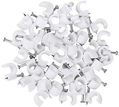 50 Pezzi Fermacavi,Fermacavi Muro,Fermacavo con Chiodo,Clip Fermacavi Muro Rotondi Bianchi con Chiodo, Forti Morsetti da Parete,per cavi Ethernet,cavi telefonici,USB