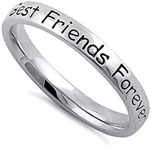925 Sterling Silber platiniert Beste Freunde für immer versprechen stapelbare Unendlichkeitsringe (27.5)
