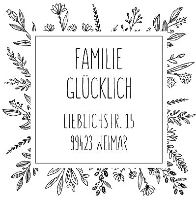 stempelshop4you – NAME 03 HOLZ Adressstempel | Stempel Adresse | Stempel Familie | Stempel Hochzeit | Geschenk | Stempel personalisiert | Blumen