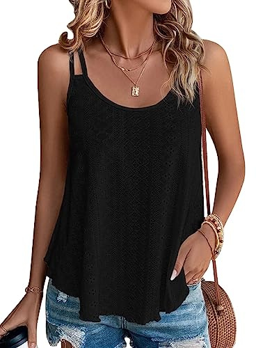 DUOEASE Camisetas de Tirantes Mujer Cuello Crew Moda Camiseta Sin Mangas Elegant Verano Tshirt