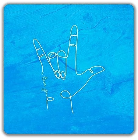 Shopagift Sign Language 2 Pack Coasters Hand Sign I Love You Gift - 9cm x 9cm