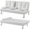 Yaheetech Click Clack Sofa Bed Faux Leather 3 Seater Sofa Couch Living Room/Spare Room/Guest Room Bed Settee with Cup Holders White