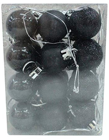 24 x Weihnachtskugeln, Christbaumschmuck, hängende Verzierung, Dekoration Blumenampel Makramee (Black, One Size)