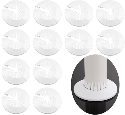 12PCS Radiator Pipe Cover, White Plastic Pipe Covers Sleeve, Radiator Pipe Collars Tidy Decoration for Dadiators Water Pipes Drain Pipes