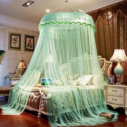 Walkervo Moskitonetz Bett Zelt Moskitonetz Babybett Himmel Baldachin Hausbett Kinderzimmer Doppelbett Spitzen-Betthimmel Kuppel Großes Moskitonetz Outdoor Gegen Insekten Mücken, Green