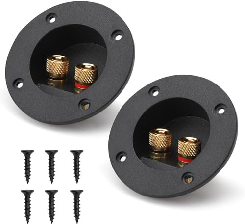 HENGBIRD 2 Pezzi Nero 2 Vie Altoparlante Box Terminale Binding Post, Speaker Box Terminal Binding Post Subwoofer Terminale tazza Cassa Connettori a Molla Rotondi per Subwoofer