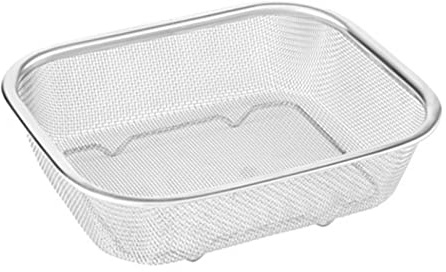 Stainless Steel Mesh Strainer Basket, Rectangular Sieve with Fine Mesh, Fine Mesh Oil Strainer Multifunctional Kitchen Sink Strainer Basket