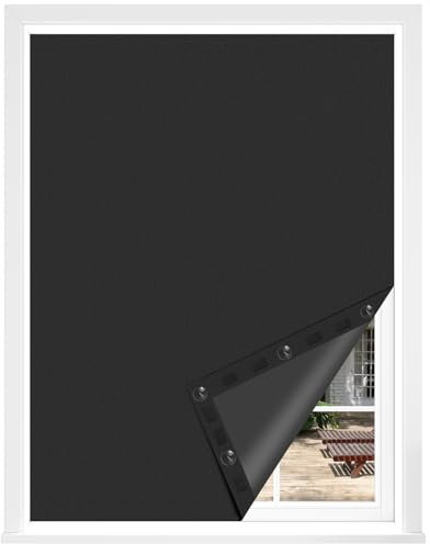 WOLTU Verdunklungsrollo ohne Bohren Verdunkelungsvorhang Dachfenster Verdunkelung Rollo Tragbar Verstellbar mit Saugnäpfen & Klettverschlüssen für Schlafzimmer Reisen 130x100 cm, Schwarz