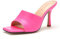Mules à Talons Aiguilles pour Femmes, Sandales Ouvertes à Bout carré, Escarpins Confortables à Talons Bas, Chaussures de Danse Sexy pour soirée, Bal de Promo,Rose,39 EU