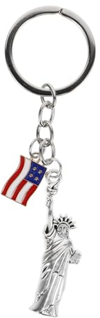 SAFIGLE Patriotic Keychain Pendant with Statue of Liberty and Usa Flag - Metal Key Ring for Independence Day Holiday Party New York Souvenir Accessory