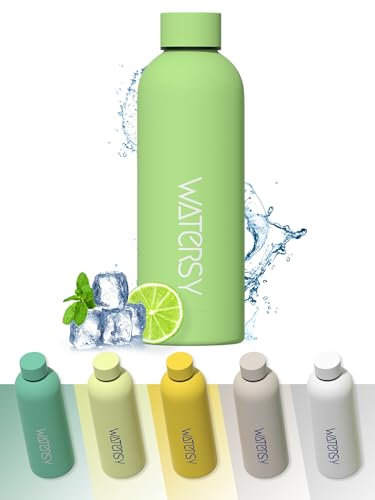 WATERSY Gourde isotherme en acier Inoxydable 500 ml, Dopper Thermos Bouteille thermos sport Étanche 24 heures au froid - Idéale pour l'école, le bureau, la salle de sport - Vert
