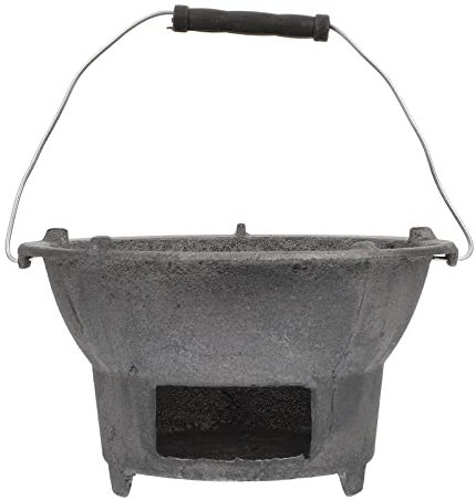 Theaque Parrilla de barbacoa japonesa de hierro fundido, portátil, compacta, soporte de combustible, para exteriores, 21 x 21 cm