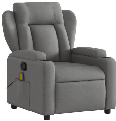 KOIECETA Massagesessel Sessel Verstellbare Rückenlehne Fernsehsessel Relaxsessel mit Vibrationsfunktion Liegesessel Polstersessel Ruhesessel TV Sessel Dunkelgrau Stoff