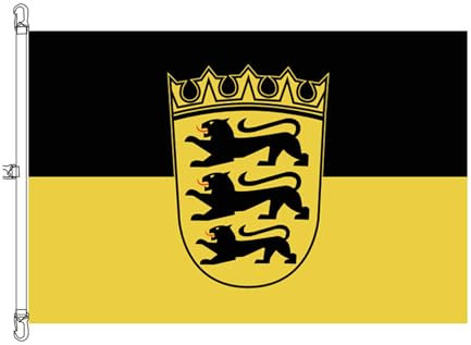 Stormflag Baden-Württemberg Fahne,wetterbeständige flagge Baden-Württemberg Flagges 150x225cm,Polyester 115 g/m2 Stärkeres Gewebe mit Ösen mit genäht(150x225)
