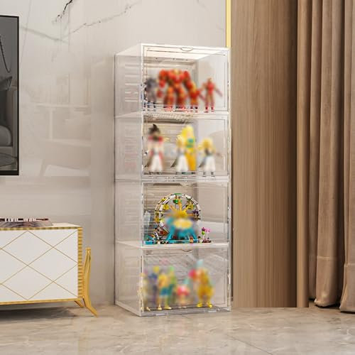 Eckschrank Curio mit Acrylglastür für Sammlerstücke und Actionfiguren, Glasvitrine mit Aufbewahrungsregalen