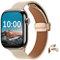 SeNool Correa para Apple Watch 49mm 46mm 45mm 44mm 42mm Series 10/9/8/7/6/5/4/3/2/1/Ultra/Ultra 2, Hombres Mujeres Ajustable Magnética Pulseras Correa Repuesto PU Cuero para iWatch/SE/SE 2-Albaricoque