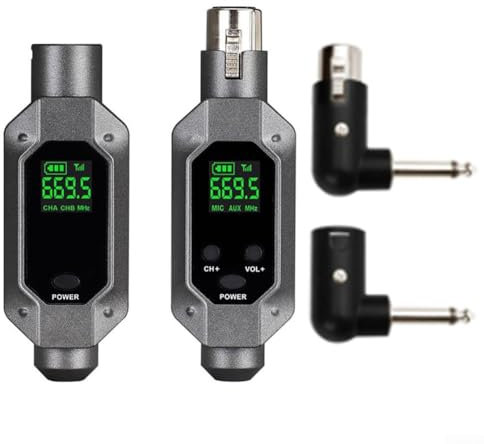 Oniissy Wireless Microphone Converter XLR Transmitter System For Dynamic Microphone,Wireless XLR Microphone Transmitter Receiver Plug-on Dynamic Mic Adapter Wireless Microphone System(1 in 1)