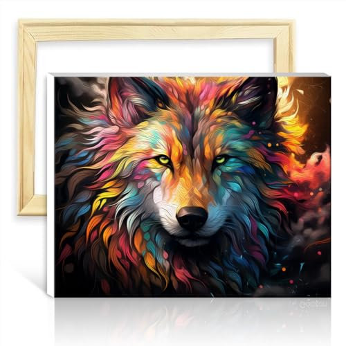 TANGFEIY Ölgemälde Fantasy-Wolf, Leinwandgemälde für Erwachsene mit Pinseln, Acrylpigment, digitales Gemälde, Kunsthandwerksprojekt für Zuhause, ohne Rahmen (60 x 75 cm)