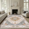 BSGIFT Teppich Wohnzimmer 140x200, Waschbare Orientalischer Teppich Beige Vintage Kurzflor Groß Teppiche für Schlafzimmer Esszimmer rutschfest Boho Wohnzimmerteppich