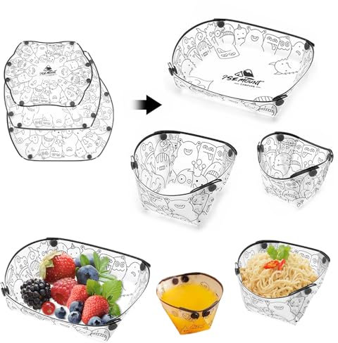 MIUPOO Collapsible Bowl Plate Cup Set,Portable Mess Kit,Food Grade Material Free Folding Plate for Lunch Family Picnic,Set of 3, 3 Sizes