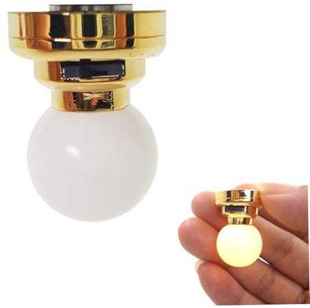 Jeorywoet Dollhouse Lights Battery Operated, 1:12 Scale Round Dollhouse Lighting, LED Doll House Lights with Switch Metal Base, Miniature Lights for Dollhouse, Doll House Lights