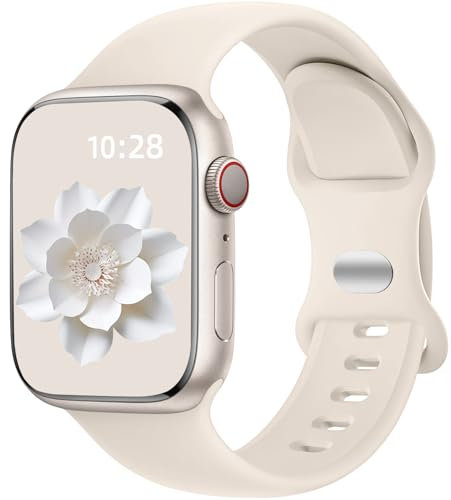 Dirrelo Kompatibel mit Apple Watch Armband 42mm 41mm 40mm 38mm Damen Herren, Weich Silikon Sportarmband Ersatz Band für iWatch SE 2 Armband Series 10 9 8 7 6 5 4 3 2 1 Apfelband, Polarstern