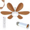 52cm Silencieux Ventilateur de Plafond avec Lumière et Telecommande, 40W Lampe Ventilateur Plafond avec Douille E27 3 vitesses 3 couleurs Dimmable 6 pales pour chambre,salon cuisine (40w Marron clair)