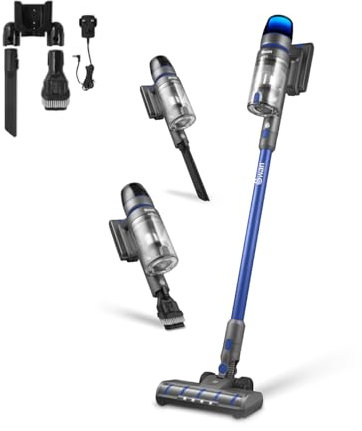 Swan SC15825N Dust Master 29.6V Cordless Stick Vacuum with 3 Speed Settings, Rechargeable Battery, Anti-Tangle Floorhead, Includes 2-in-1 Crevice Tool, Long Nozzle, Motorised Pet Tool, Blue