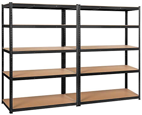 Yaheetech 2X Lagerregal mit Verstellbaren Regalböden Schwerlastregal 180 x 240 x 60 cm Je Ablage bis 175 kg Belastbar Schwarz