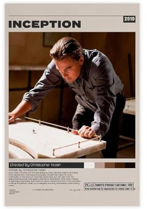 GJHTQLP Filmposter Inception, Leinwandposter, Schlafzimmer-Dekoration, 30 x 45 cm, 2 Stück
