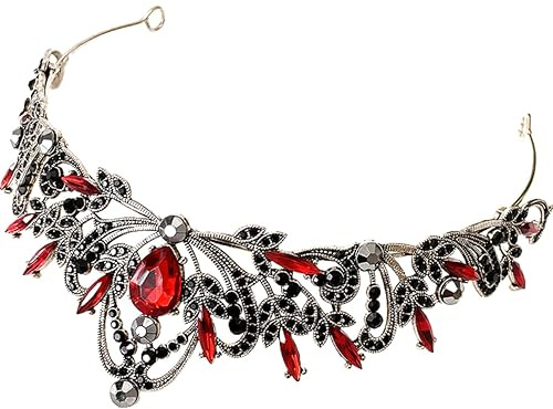 Vaguelly Hochzeits-tiara Mit Strass in Schwarz-rot Elegante Krone Für Bräute Blumenmädchen Besondere Anlässe Leicht Und Anpassbar Für Jeden Haartyp