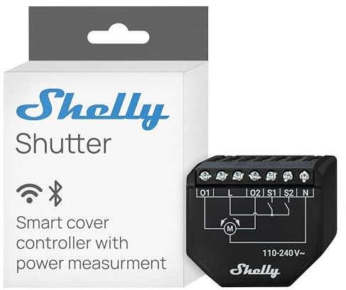 Shelly Shutter - WLAN-betriebener Smart-Relaisschalter, 2 Kanäle, 4A, Leistungsmessung, Rolladenschalter, Jalousien, Hausautomation, Fernsteuerung, Kein Hub Erforderlich, Alexa & Google Home