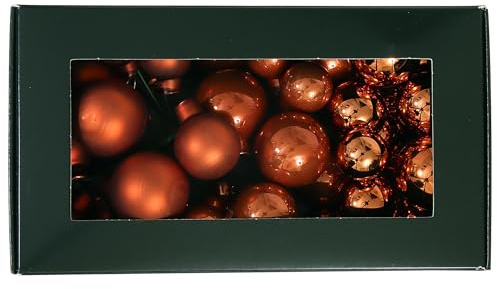 Bündel mit Glaskugeln an Draht (insg. 36 Weihnachtskugeln) - Weihnachtsdeko - Baumkugeln an Draht - Adventsdeko zum Stecken - Spiegelbeeren (Mandarin)