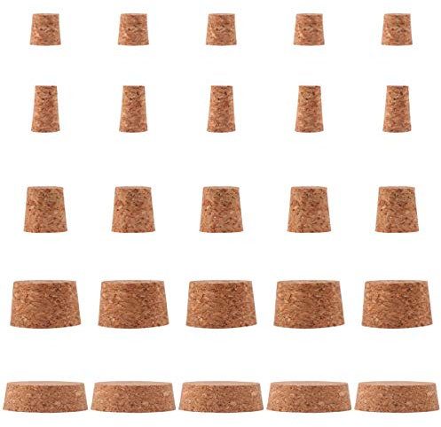 ABOOFAN Lot de 25 Bouchons De Vin en Liège Alimentaire, Coniques, Dimensions Variées, pour Bouteilles De Vin, Bière Et Condiments, Usage Maison Et Restaurant