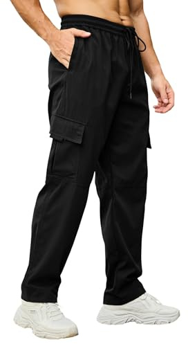 CTU Pantalones de trabajo tipo cargo para hombre, a la moda, informales, ligeros, cintura elástica, pantalones deportivos para hombre, tallas M-4XL