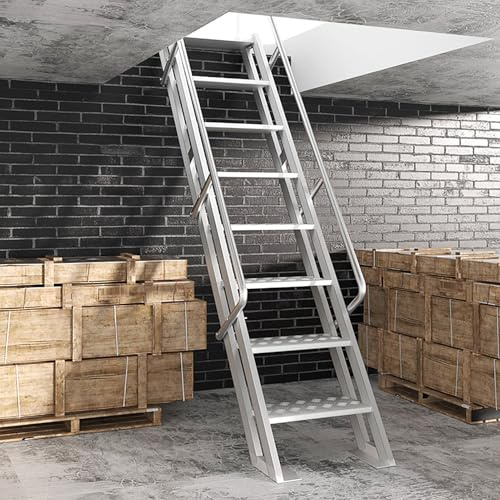Dachbodentreppe Hochbelastbare Dachboden-Handläufe, Leitern vom Boden Bis zur Decke, Aluminium-Loft-Treppen für Kleine Öffnungen, Garage- / Heim-Etagenbettleiter(4 Steps)